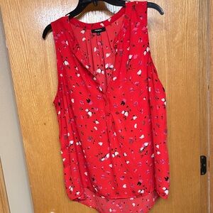 5 for $25 Premise Red Floral Sleeveless Blouse